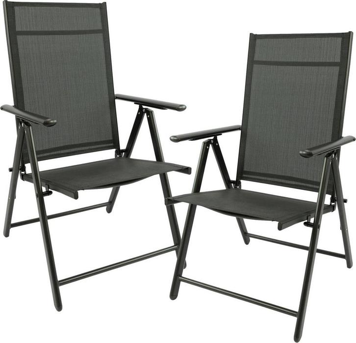 MaxxGarden 2x aluminium tuinstoel / tuin stoel zwart/zwart, Tuin en Terras, Ligbedden, Nieuw, Verzenden