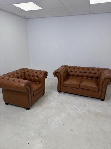 Chesterfield 2x set 2-zits bank en fauteuil klassiek design! beschikbaar voor biedingen