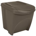 vidaXL Vuilnisbakken 3 st stapelbaar 75 L polypropeen grijs, Huis en Inrichting, Woonaccessoires | Prullenbakken, Verzenden, Nieuw