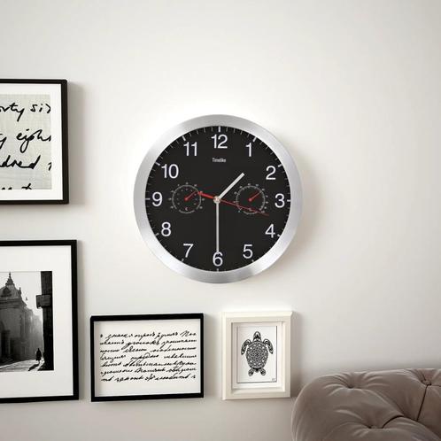 vidaXL Wandklok met quartz-mechanisme hygrometer thermometer, Huis en Inrichting, Woonaccessoires | Klokken, Nieuw, Verzenden