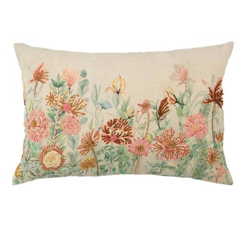 kussen geborduurd wilde bloemen paarse ridderspoor 40x60cm, Huis en Inrichting, Woonaccessoires | Overige, Verzenden