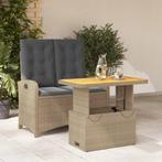vidaXL 2-delige Tuinset met kussens poly rattan beige, Tuin en Terras, 2 zitplaatsen, Nieuw, Tuinset, Verzenden