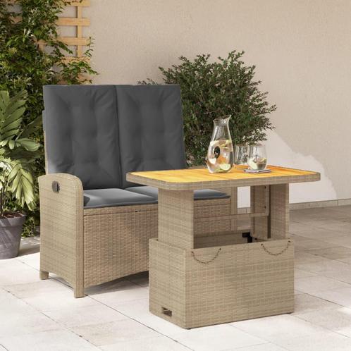 vidaXL 2-delige Tuinset met kussens poly rattan beige, Tuin en Terras, Tuinsets en Loungesets, Tuinset, Nieuw, 2 zitplaatsen, Rotan
