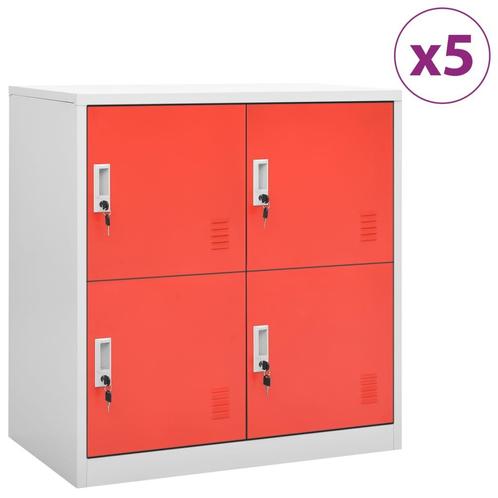 vidaXL Lockerkasten 5 st 90x45x92,5 cm staal lichtgrijs en, Huis en Inrichting, Kasten | Lockerkasten, Nieuw, Verzenden