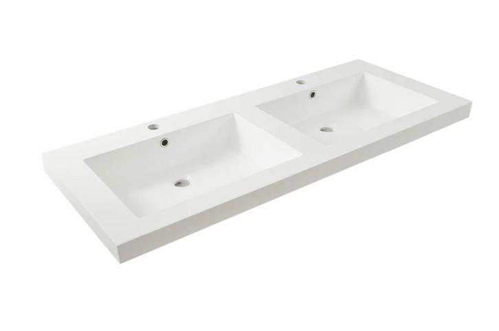 Vision losse dubbele kunstmarmer wastafel 120x47 wit, Doe-het-zelf en Verbouw, Sanitair, Nieuw, Verzenden