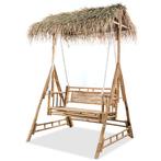 vidaXL Schommelbank met palmbladeren 2-zits 202 cm bamboe, Tuin en Terras, Tuinbanken, Verzenden, Nieuw, Hout