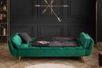 Retro slaapbank BOUTIQUE 215cm smaragdgroen fluweel 3 zits, Huis en Inrichting, Slaapkamer | Slaapbanken, Ophalen of Verzenden