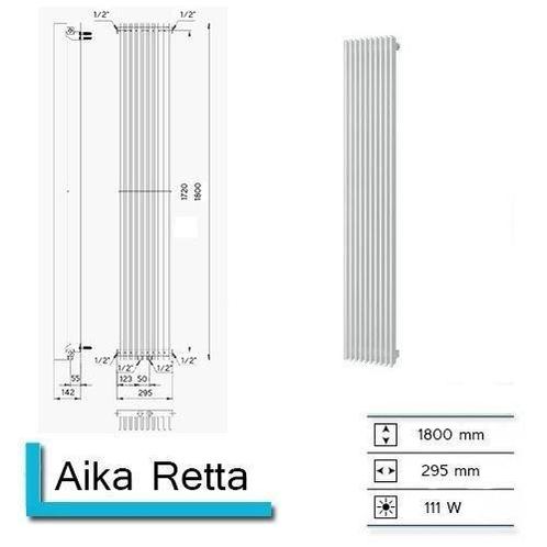 Handdoekradiator Aika Retta 1800 x 295 mm Mat Zwart, Doe-het-zelf en Verbouw, Sanitair, Ophalen of Verzenden