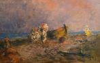 Pompeo Mariani (1857-1927) - Spiaggia a Bordighera, Antiek en Kunst