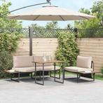 vidaXL Tuin Eetset 3 pcs Taupe Staal, Verzenden, Nieuw, Rvs
