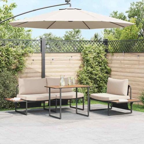 vidaXL Tuin Eetset 3 pcs Taupe Staal, Tuin en Terras, Tuinsets en Loungesets, Nieuw, Rvs, Verzenden