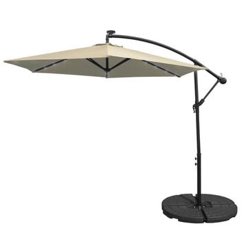Beige Zweefparasol met Ronde Basis Kantelbaar 3M Schaduw 24 beschikbaar voor biedingen