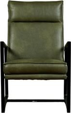 Olijfgroene leren industriële design fauteuil - Granada leer, Nieuw, Ophalen of Verzenden, 50 tot 75 cm, Leer