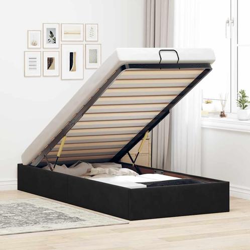 vidaXL Bedframe zonder matras 100x200 cm fluweel zwart, Huis en Inrichting, Slaapkamer | Bedden, 100 cm, 200 cm, Zwart, Eenpersoons