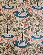 300x280cm! Weefstof in Josef Frank-stijl The Swan