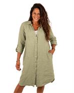 Legergroene linnen jurk van Perla Nera, Kleding | Dames, T-shirts, Nieuw, Verzenden