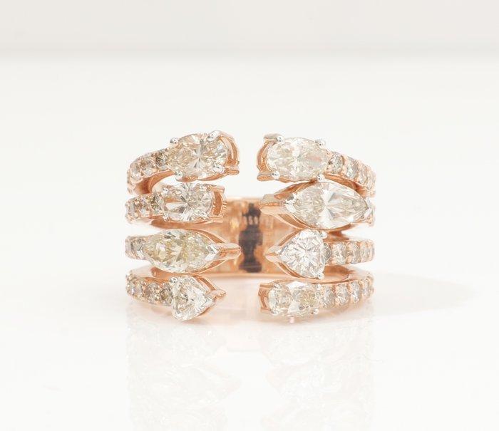 Statement ring - 14 karaat Roségoud - 3.02ct. tw. Diamant, Sieraden, Tassen en Uiterlijk, Antieke sieraden