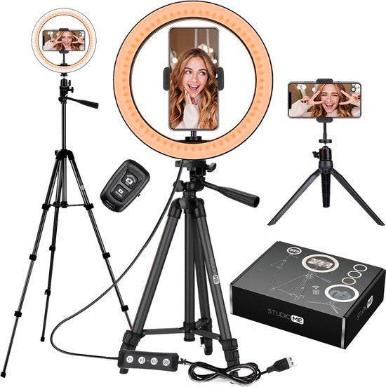 2dekans | Studio ME Ringlamp met Statief 10 inch - Zwart -, Sieraden, Tassen en Uiterlijk, Uiterlijk | Cosmetica en Make-up, Zwart