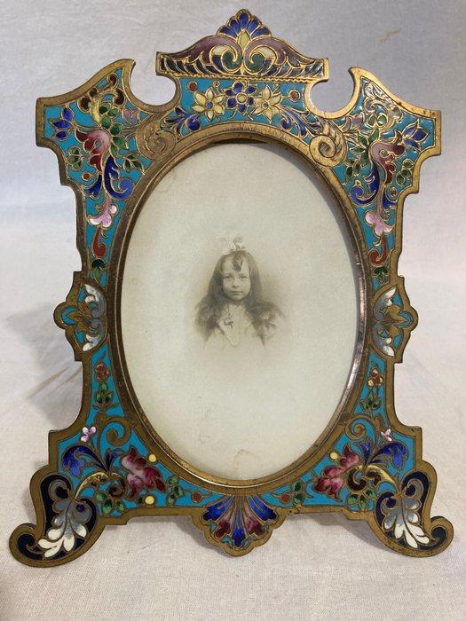 Fotolijst- Prachtige fotolijst in geweven emaille uit de, Antiek en Kunst, Antiek | Overige Antiek