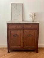 Vintage dressoir met nieuw marmer blad, Huis en Inrichting, Kasten | Dressoirs, Ophalen, 100 tot 150 cm, Eikenhout, Met lade(s)