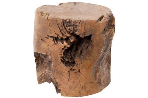 Kruk Block - ø30 cm - blank - teak, Huis en Inrichting, Banken | Voetenbanken en Poefen, Nieuw, Rond, Ophalen of Verzenden