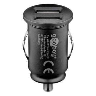 USB autolader | Goobay | 2 poorten (USB A, 2.4A, Zwart), Telecommunicatie, Mobiele telefoons | Toebehoren en Onderdelen, Nieuw