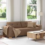 vidaXL 3-Zits Bank met kussen Bruin Stof, Huis en Inrichting, Verzenden, Nieuw, Driepersoons, Minder dan 150 cm