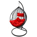 Hangstoel cocoon XL met rode kussen & hoofdsteun â€“ to