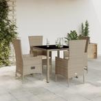 vidaXL 5-delige Tuinset met kussens poly rattan beige, Tuin en Terras, Tuinsets en Loungesets, 4 zitplaatsen, Nieuw, Tuinset, Verzenden