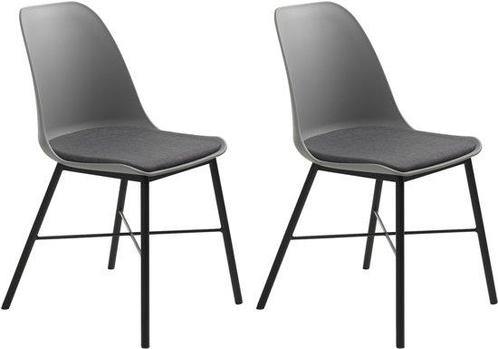 Mackay Stoel - Set Van 2 - Grijs + Grijs Zitkussen - Zwart, Huis en Inrichting, Stoelen, Verzenden