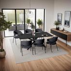 Eetkamerstoel Bedano, gestoffeerd, geweven stof, 150 kg - zw, Huis en Inrichting, Stoelen, Verzenden, Nieuw