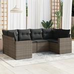 vidaXL 6-delige Loungeset met kussens poly rattan grijs, Tuin en Terras, 6 zitplaatsen, Nieuw, Loungeset, Verzenden