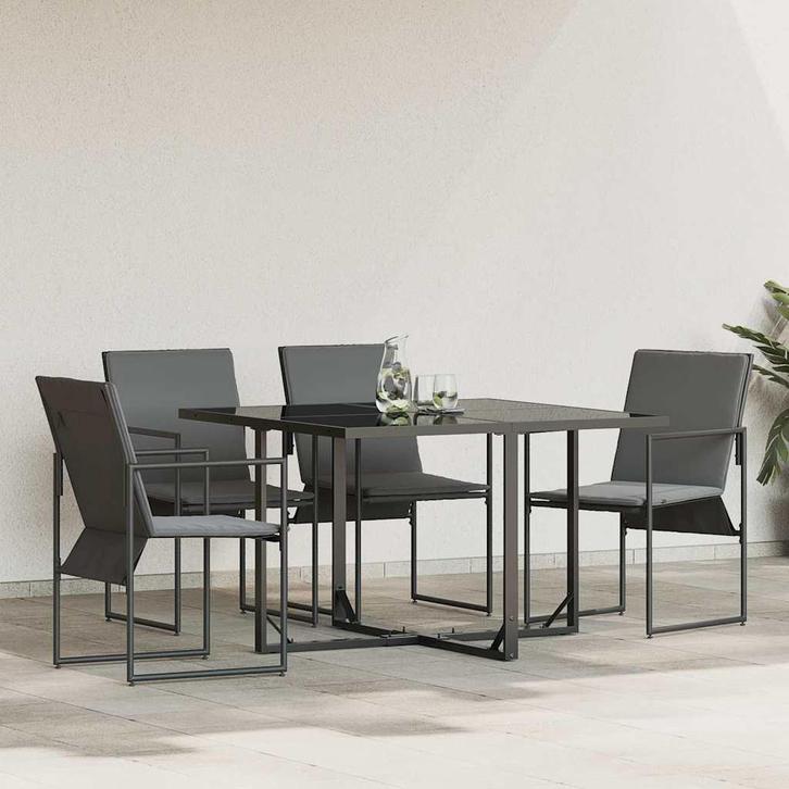 vidaXL Tuinstoelen 4 pcs Zwart en antraciet 50.5 x 59 x 81.5, Tuin en Terras, Tuinstoelen, Nieuw, Verzenden