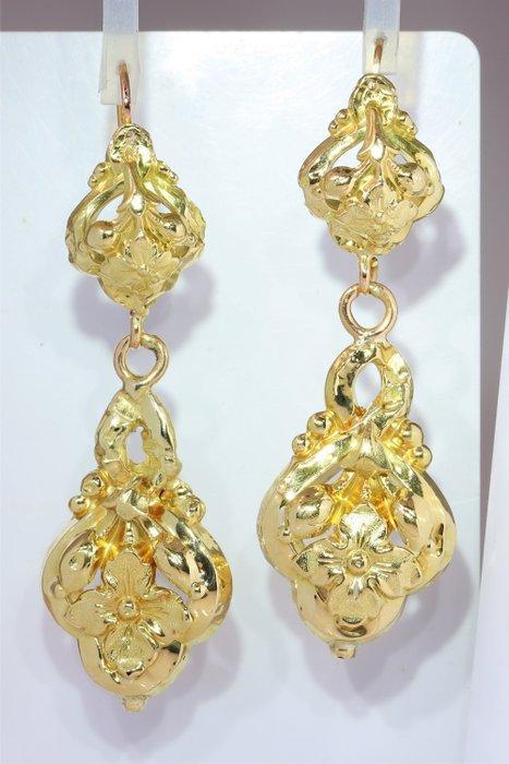 Oorbellen - 18 karaat Geel goud - Vintage antiek 1840, Sieraden, Tassen en Uiterlijk, Oorbellen