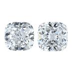 2 pcs Diamant (Natuurlijk) - 2.03 ct - Cushion - D, Nieuw