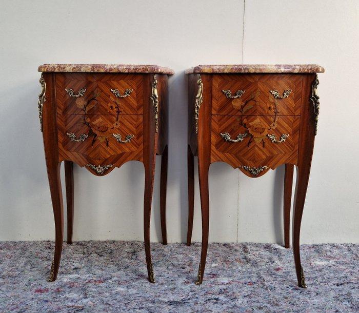 Nachtkastje (2) - Paar marquetry Table de Chevet -, Antiek en Kunst, Antiek | Meubels | Stoelen en Banken