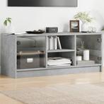 vidaXL Tv-meubel met glazen deuren 102x37x42 cm betongrijs, Huis en Inrichting, Kasten | Televisiemeubels, 100 tot 150 cm, Verzenden