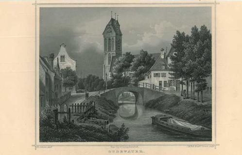 Zicht op Oudewater, Antiek en Kunst, Kunst | Etsen en Gravures