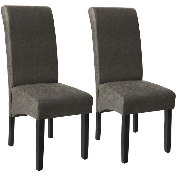 Eetkamerstoel, ergonomisch, massief hardhout - grijs gemarme, Huis en Inrichting, Stoelen, Verzenden