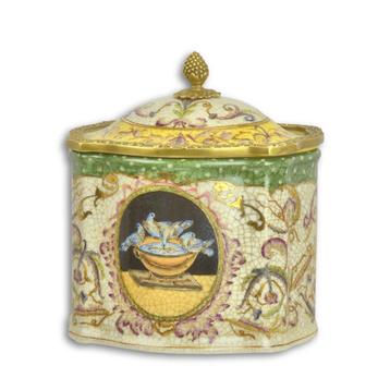 A BRONZE MOUNTED PORCELAIN BOX AND COVER (Interieur) beschikbaar voor biedingen