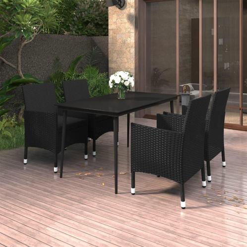 vidaXL 5-delige Tuinset met kussens poly rattan en glas, Tuin en Terras, Tuinsets en Loungesets, Tuinset, Nieuw, 4 zitplaatsen