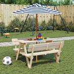 vidaXL Picknicktafel voor 4 kinderen met parasol massief, Tuin en Terras, Tuintafels, Verzenden, Nieuw, Hout