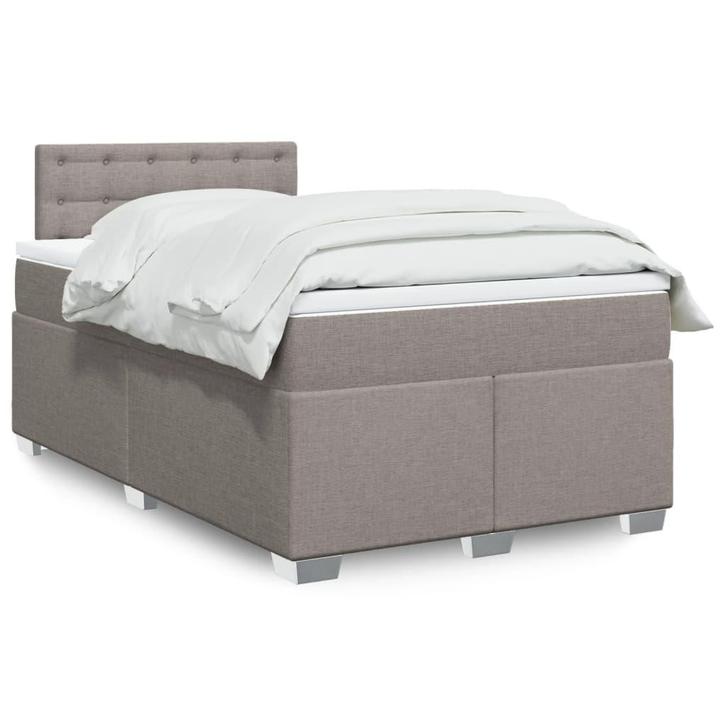 vidaXL Boxspring met matras stof taupe 120x200 cm, Huis en Inrichting, Slaapkamer | Bedden, 120 cm, 200 cm, Twijfelaar, Nieuw
