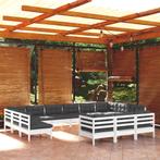 vidaXL 13-delige Loungeset met kussens grenenhout wit, Verzenden, Nieuw, 3 zitplaatsen, Loungeset