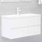 vidaXL Wastafelkast 90x38,5x45 cm bewerkt hout hoogglans wit, Verzenden, Nieuw, Minder dan 100 cm