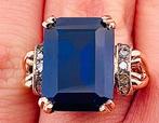 Zonder Minimumprijs - Ring - 9 kt. Roségoud, Zilver Saffier, Nieuw
