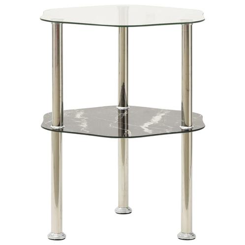 vidaXL Bijzettafel 2-laags 38x38x50 cm gehard glas, Huis en Inrichting, Tafels | Bijzettafels, Nieuw, Verzenden