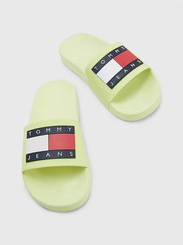 Tommy Hilfiger Jeans Flag Pool Slide Dames Slippers - Groen beschikbaar voor biedingen