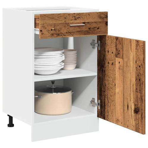 vidaXL Onderkast met lade Lyon 50x46x81,5 cm bewerkt hout, Huis en Inrichting, Keuken | Keukenelementen, Bruin, Nieuw, Verzenden