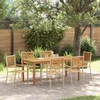 vidaXL 7-delige tuin eetset in beige, van poly riet en, Tuin en Terras, Verzenden, Nieuw, Rotan